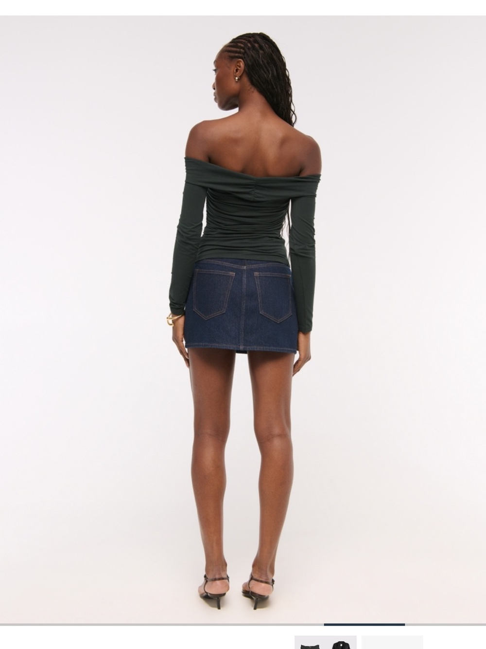 Abercrombie & Fitch Off-The-Shoulder Hardware Top - Dark Green - Picture 2 of 4